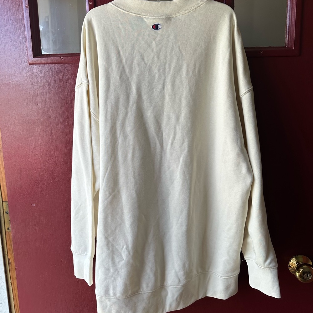 Champion Cream V-Neck Sweatshirt XL - Picture 3 of 5